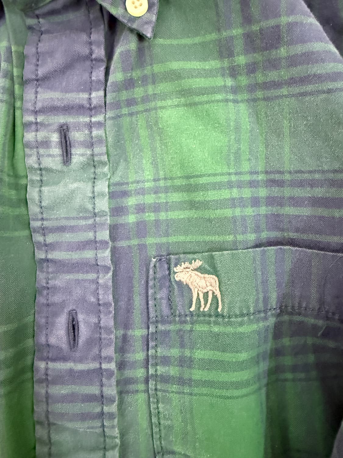 아베크롬비 체크 셔츠 S 그린/블루 구재 상품이미지4