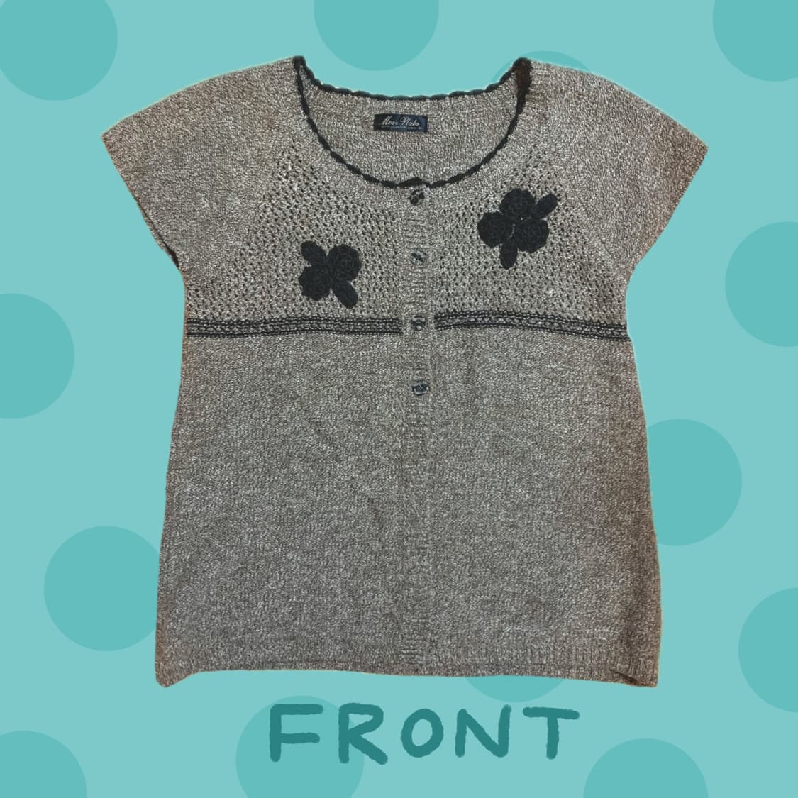 플라워 장식 브라운 반팔 니트 가디건 상품이미지2