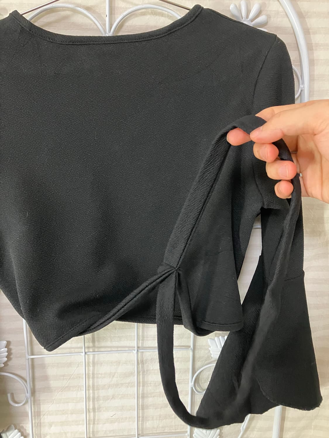 블랙 크롭 링거 블라우스602 상품이미지4