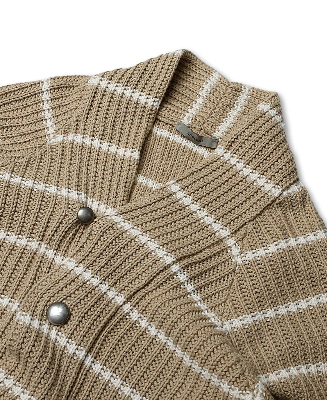 볼리올리 [Boglioli] 베이지 스트라이프 코튼 댄디 니트 가디건 상품이미지3