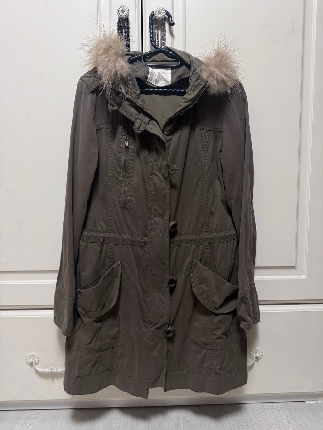 빈티지 모리걸 하구미 후드 퍼 야상 브라운 카키 점퍼 상품이미지1