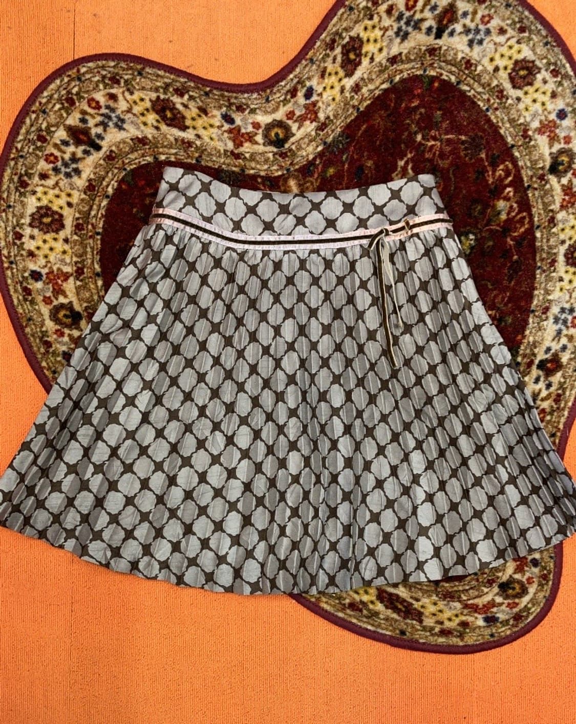 빈티지 카키 도트 플리츠 스커트 상품이미지1