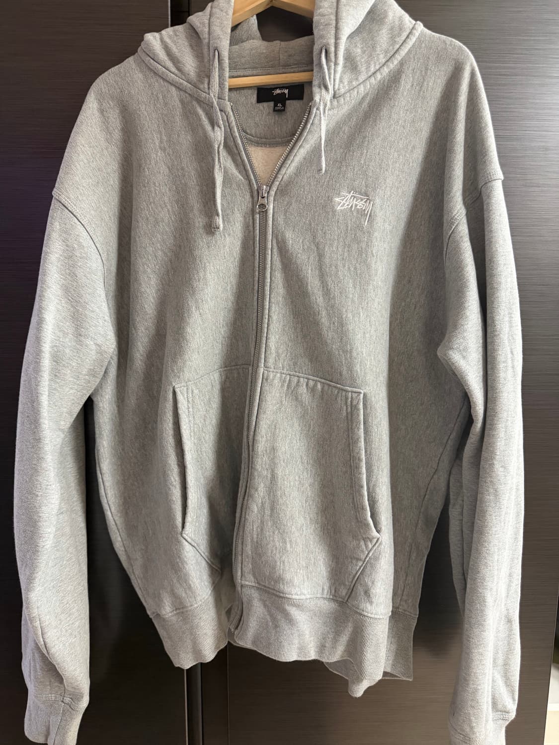 스투시 스탁 로고 후드집업 그레이 헤더 XL 상품이미지1
