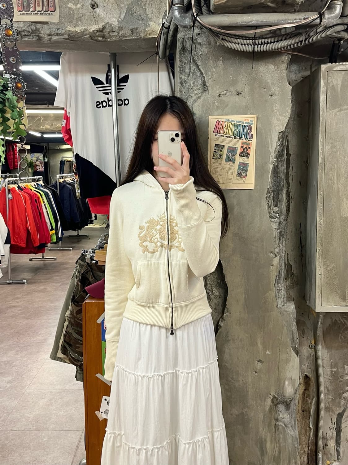 자수 퍼 투웨이 후드집업 아이보리 S #csz1541 상품이미지2