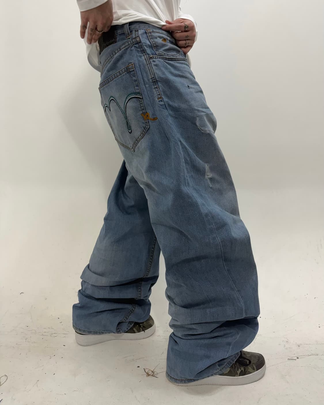 90s ROCA WEAR 올드스쿨 워시드 와이드 힙합팬츠 상품이미지4