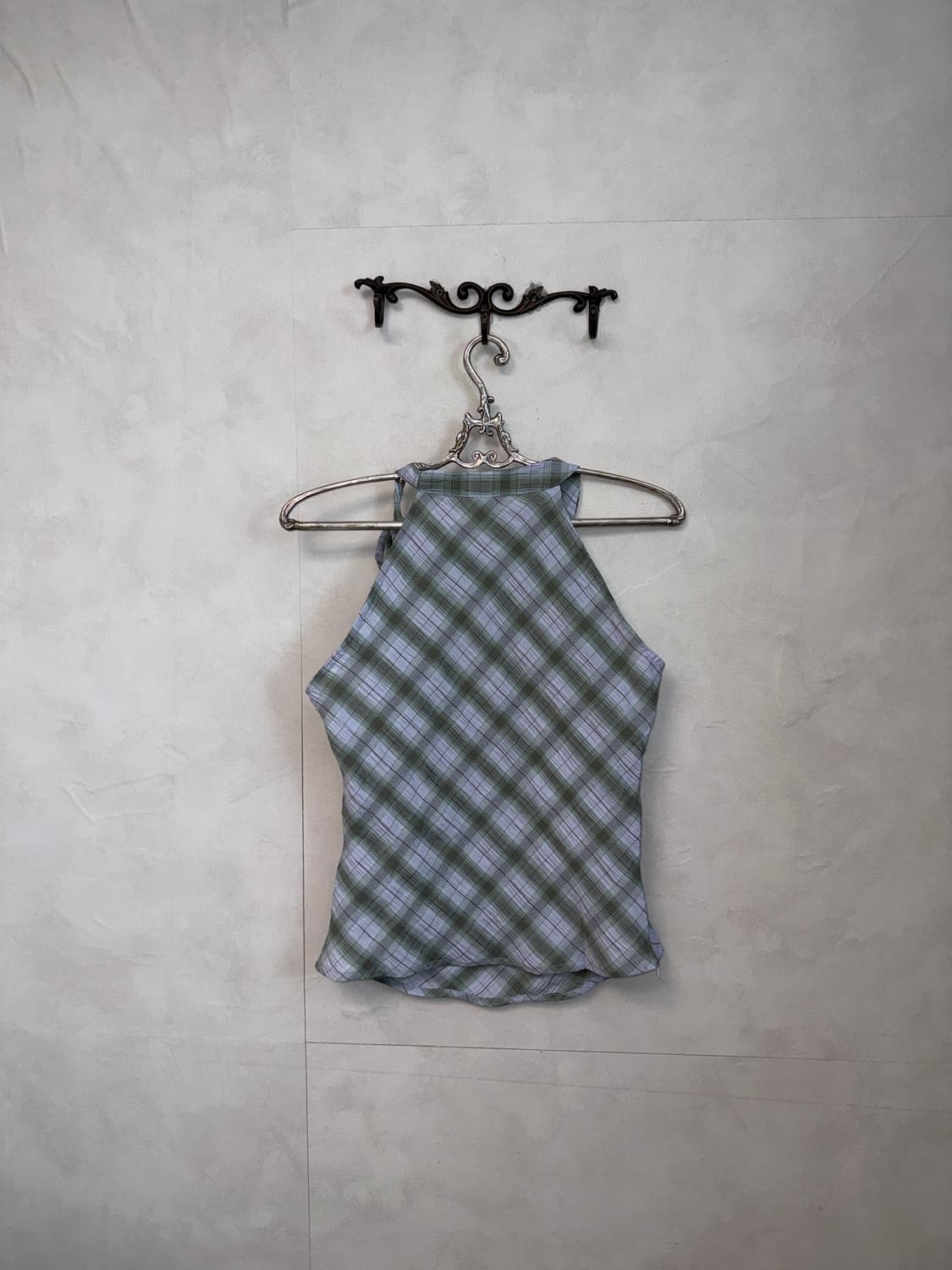 Mute purple green check ribbon 슬리브리스 상품이미지4