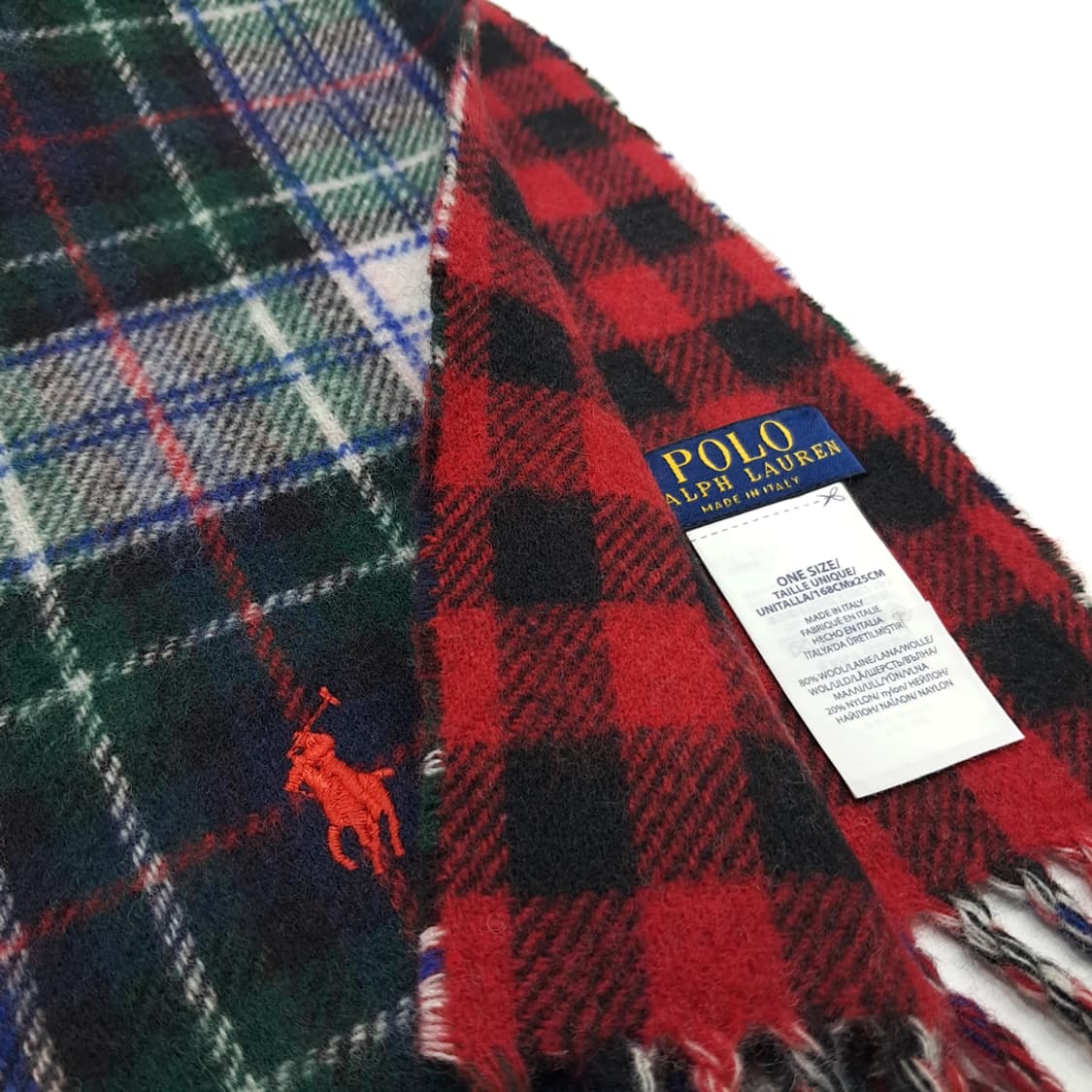 MX186 폴로 랄프로렌 블랙워치 버팔로체크 울 양면 목도리 머플러 상품이미지5