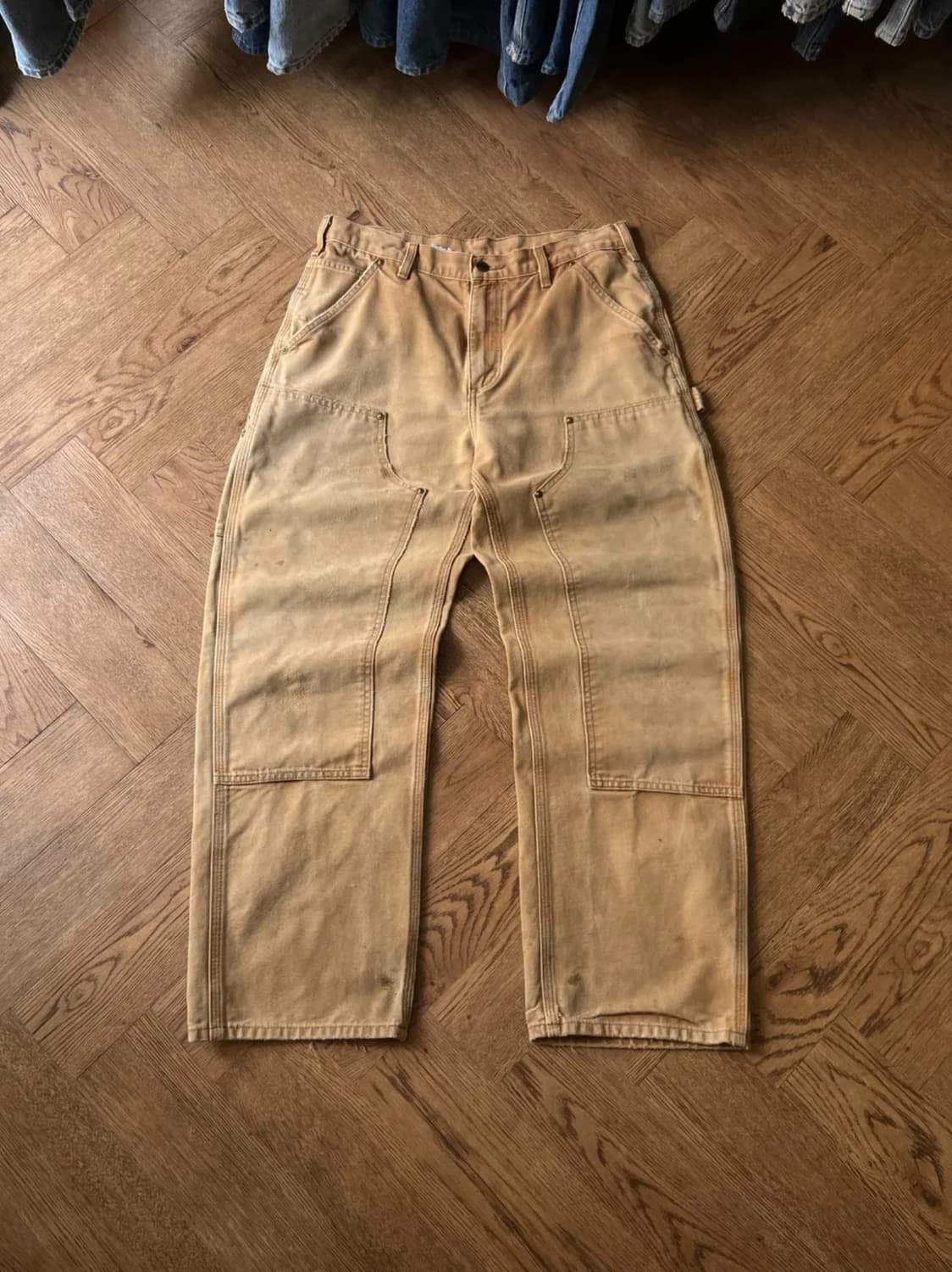 [32]칼하트 USA 빈티지 페이딩 브라운 더블니 워크 팬츠 상품이미지1