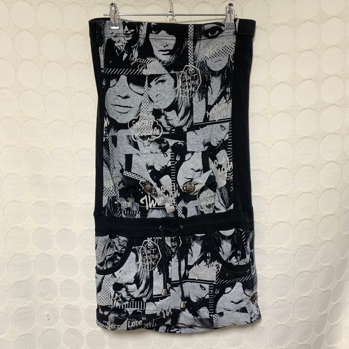 빈티지 프린트 스트랩리스 원피스 상품이미지3