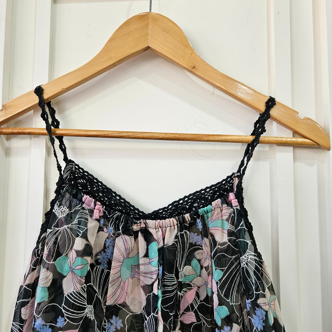 오리엔탈 플라워 쉬폰 레이스 나시 원피스 상품이미지5