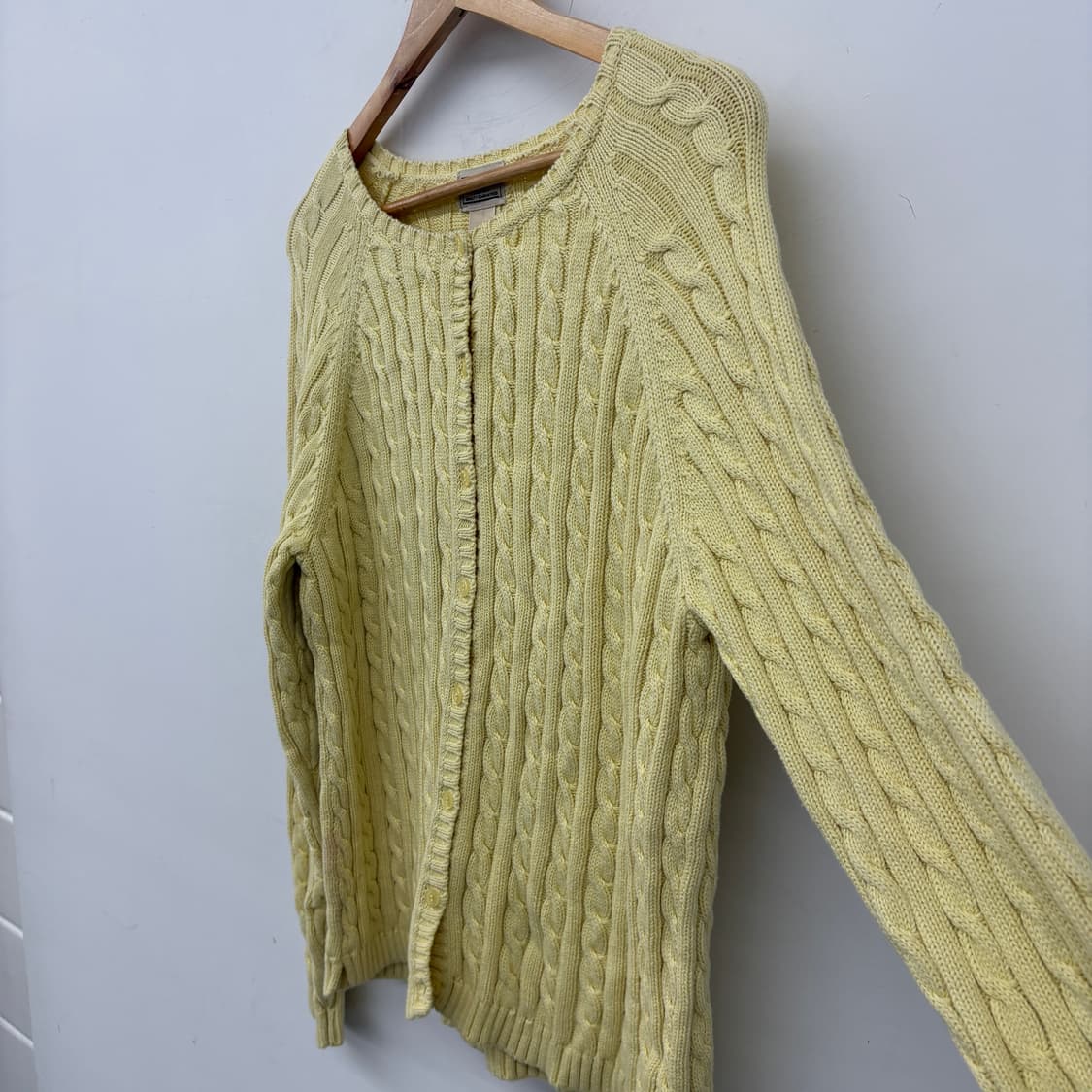 L.L.Bean 꽈배기 니트 가디건 옐로우 여성 XL 상품이미지3