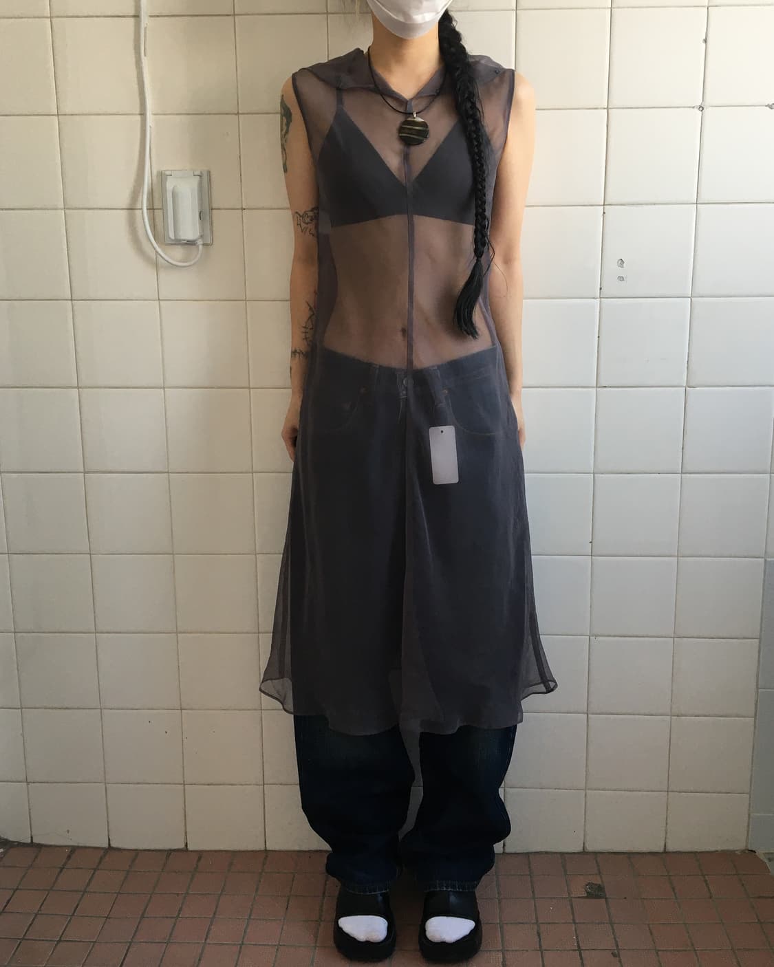 High neck see through onepiece 상품이미지4