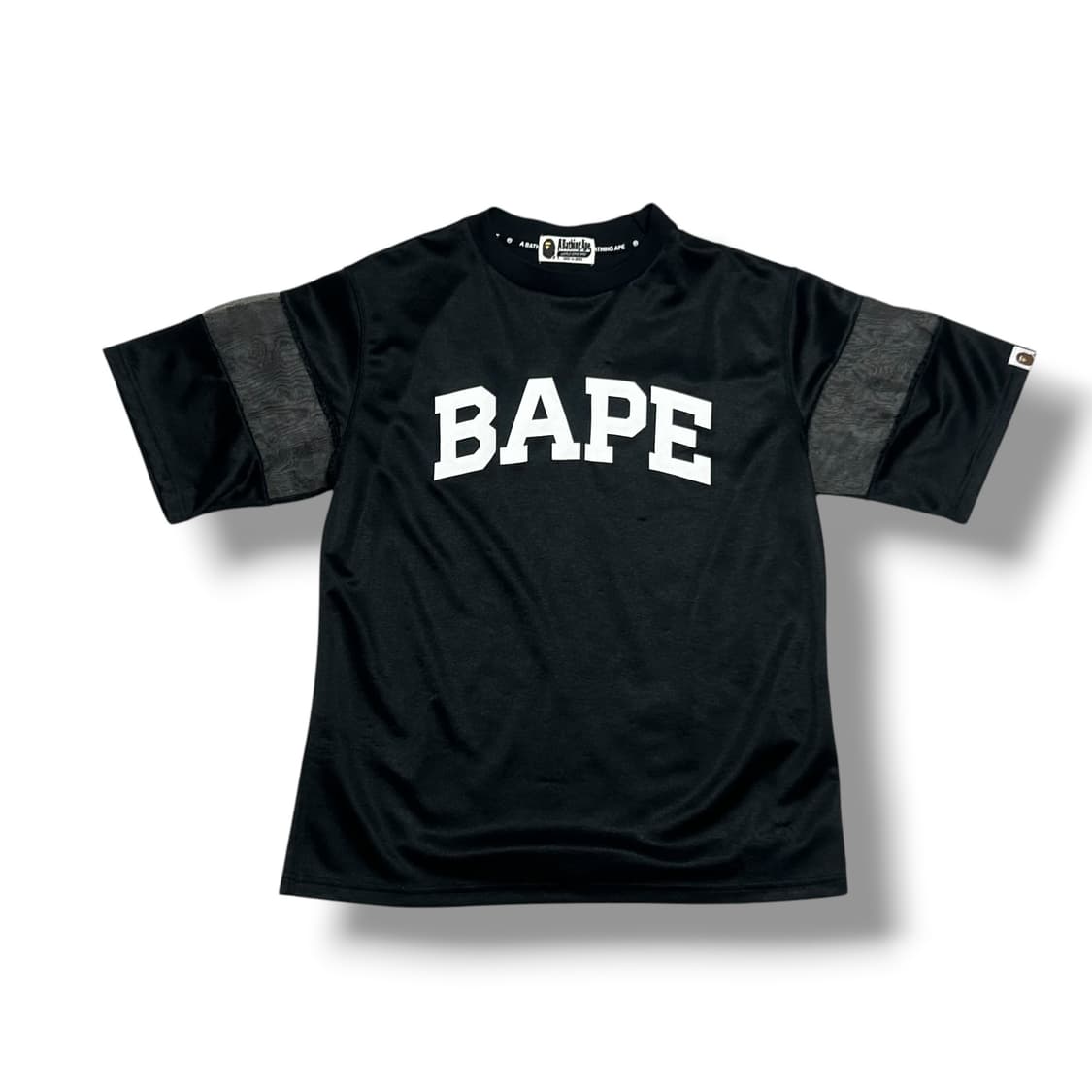 Bape 솔리드 카모 자카드 멀티로고 핏 풋볼 저지 블랙 상품이미지1