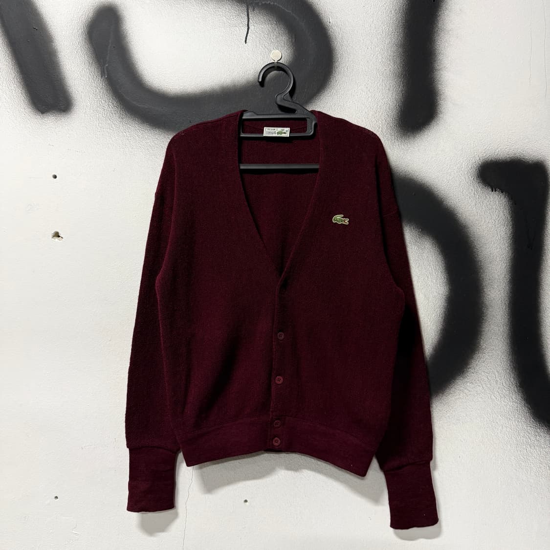라코스테 서광 울 100% 원포인트 가디건 버건디 상품이미지1