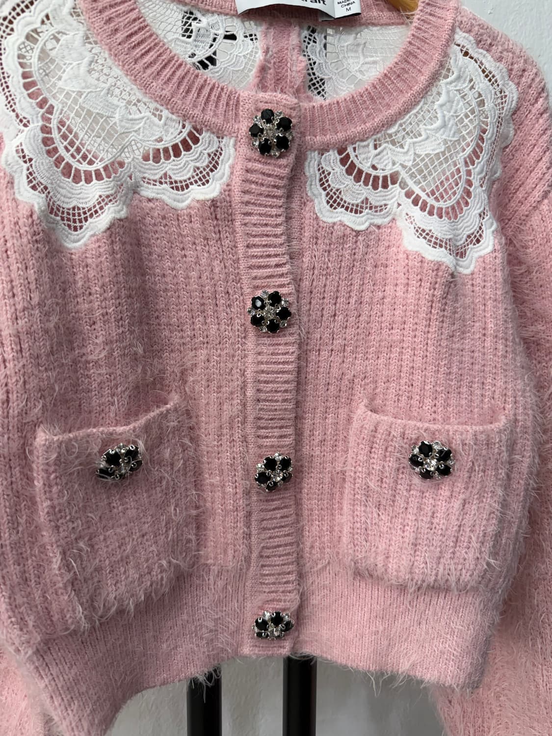정품) 셀프포트레이트 핑크 레이스 가디건 M 상품이미지4