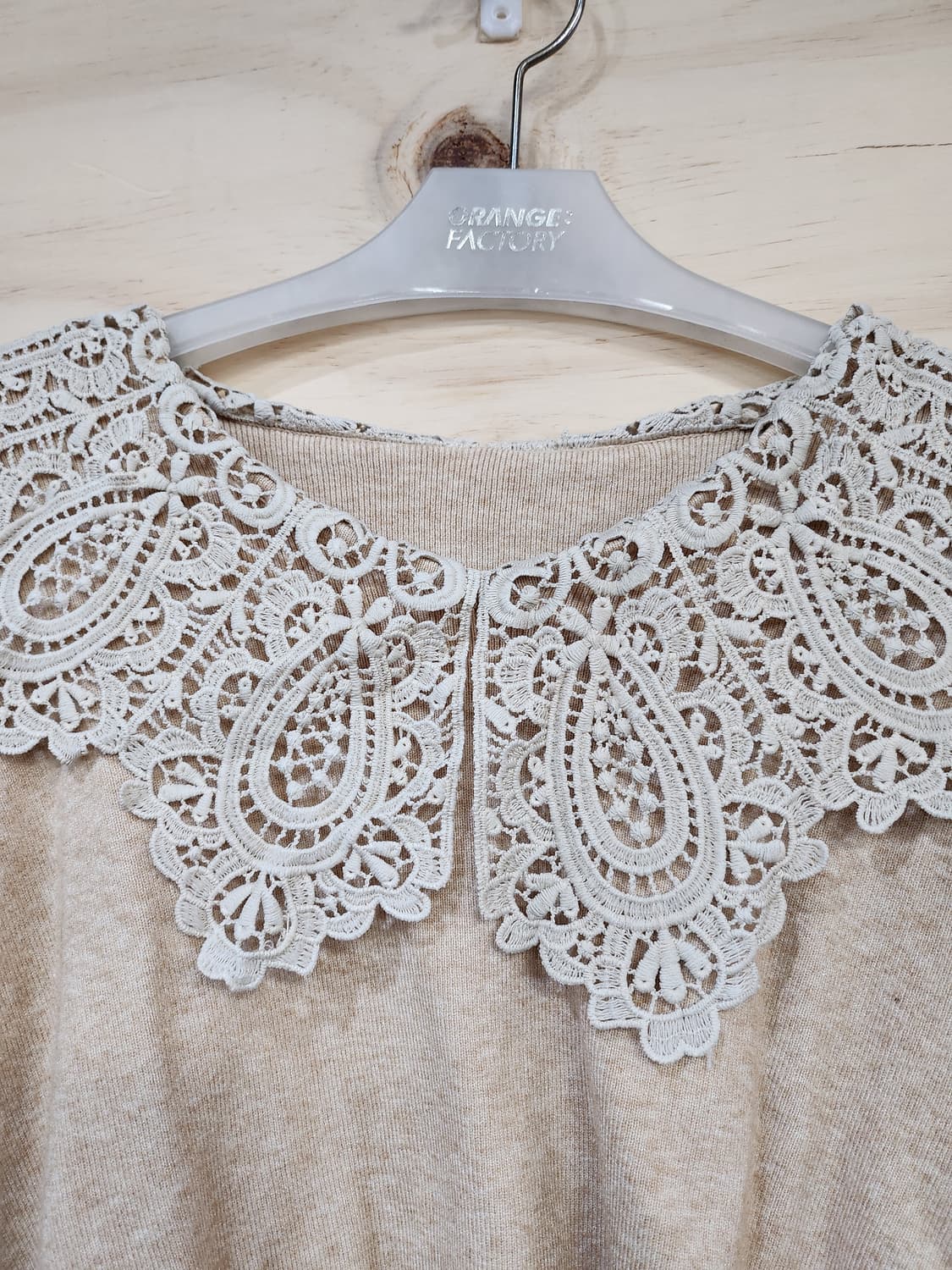 177) 레이스 칼라 니트 베이지 상품이미지4