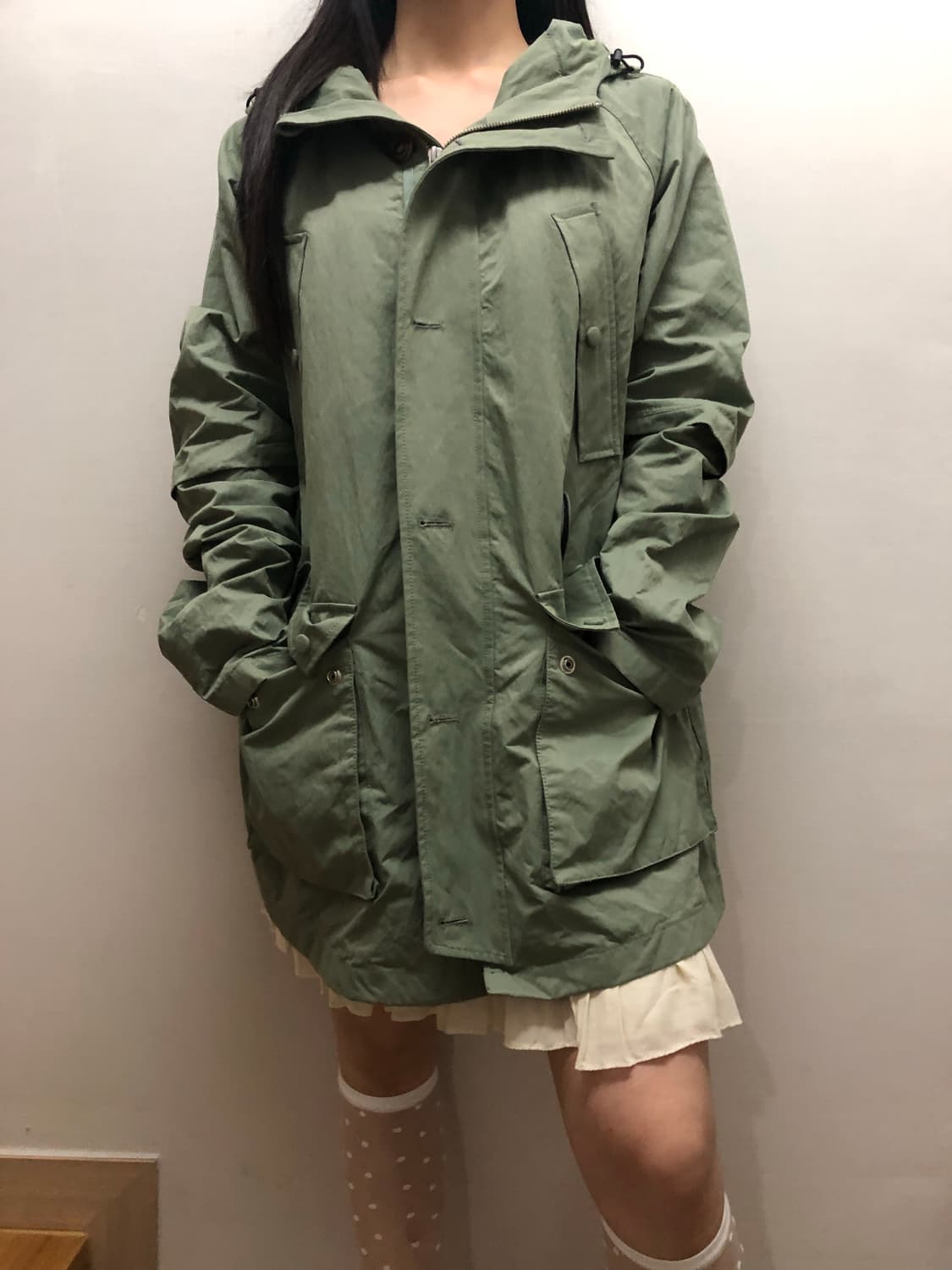 빈티지 카키 롱 점퍼 상품이미지1