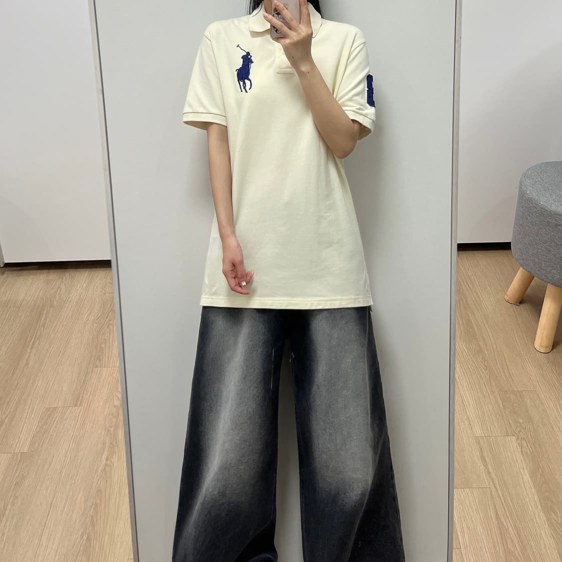 폴로 랄프로렌 빅포니 아이보리 카라 반팔 티셔츠 상품이미지1