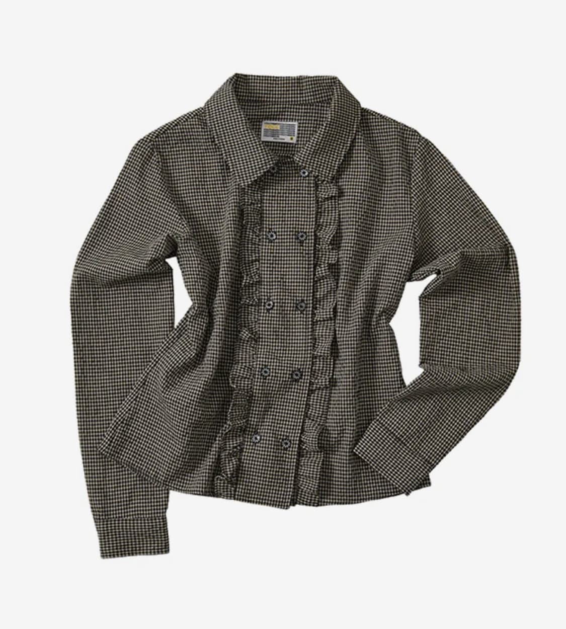 유쓰배쓰 더블 버튼 프릴 체크 셔츠 상품이미지1