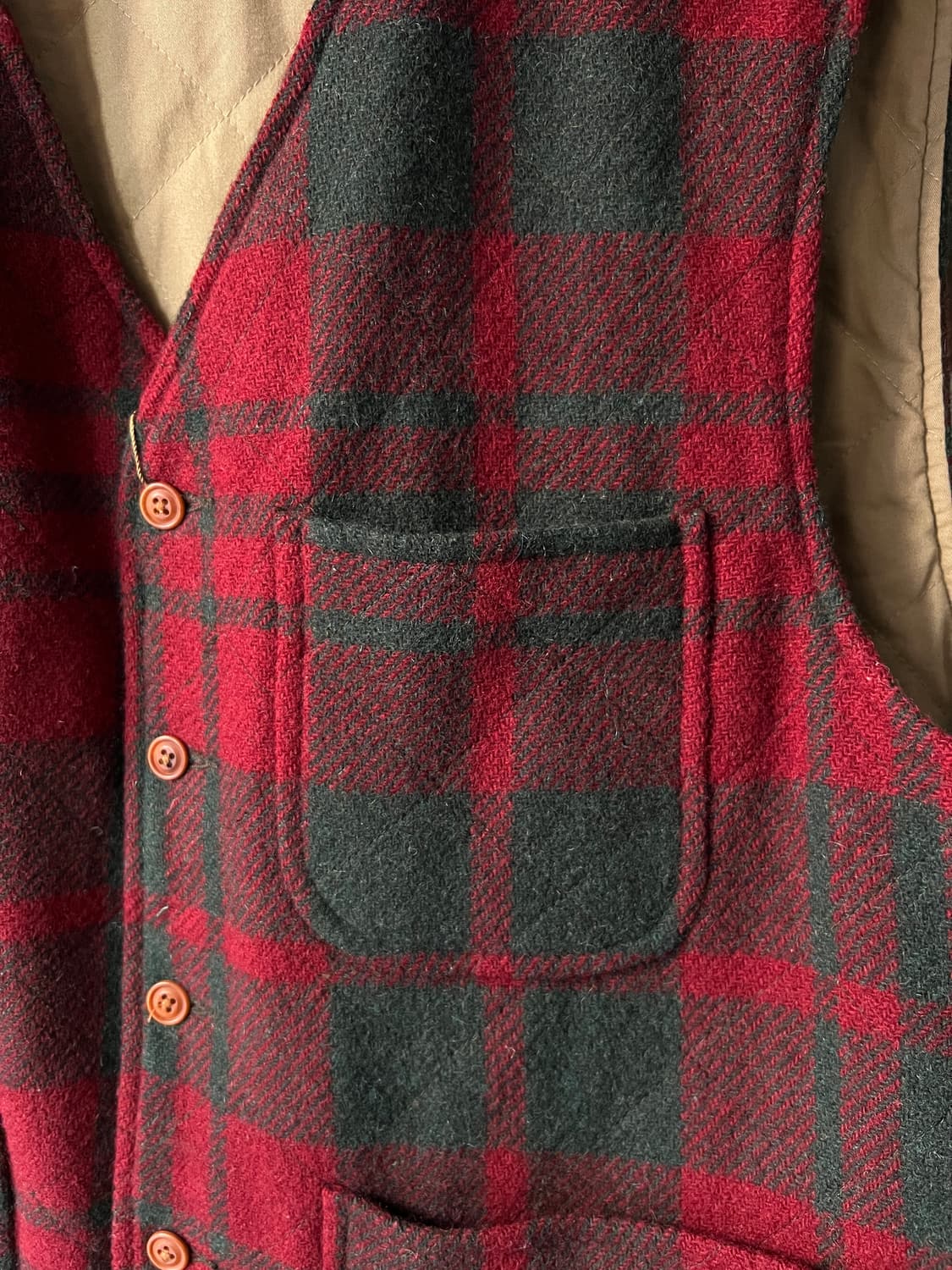 [L]90's 타미힐피거 USA 퀄팅 체크 울 베스트 상품이미지3