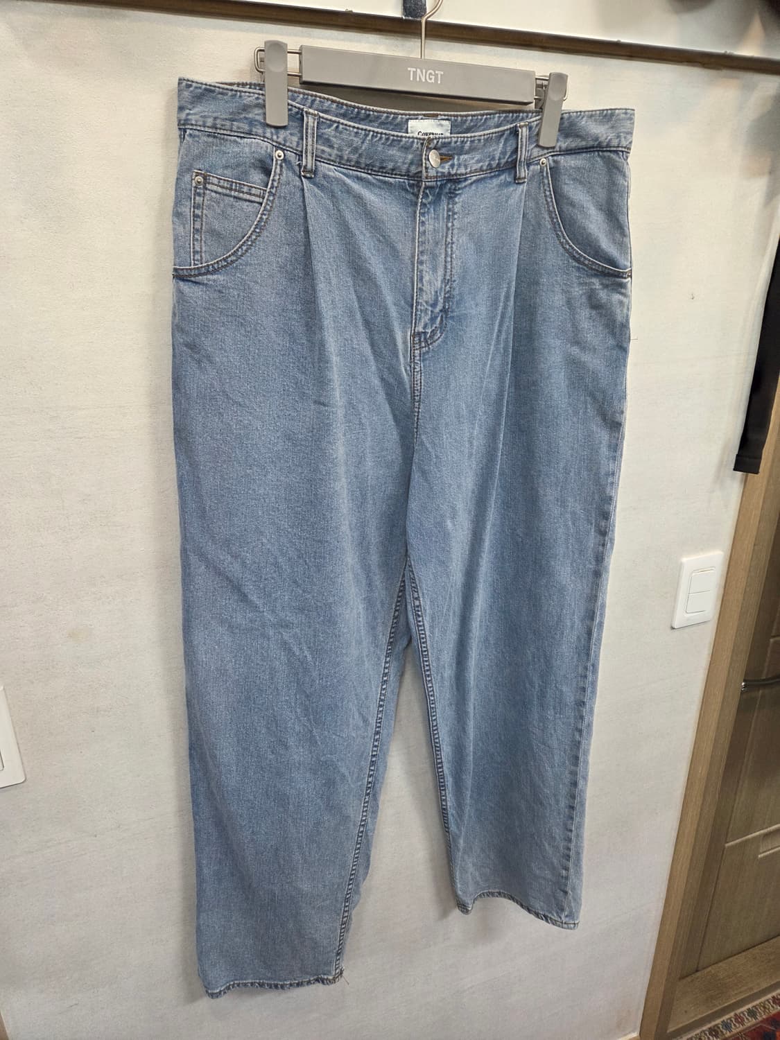 커버낫 핀턱 와이드 연청 데님팬츠 xl 대략 35 36 상품이미지6