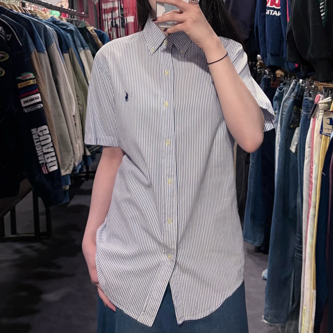 [IM] 폴로랄프로렌 스트라이프 반팔 셔츠 블루 상품이미지1