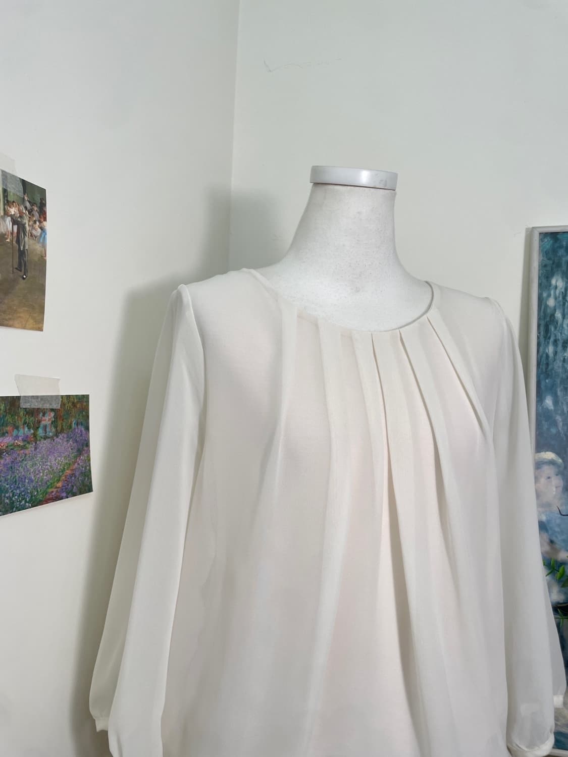 pink ivory pleats lovely blouse(size-11) 상품이미지6