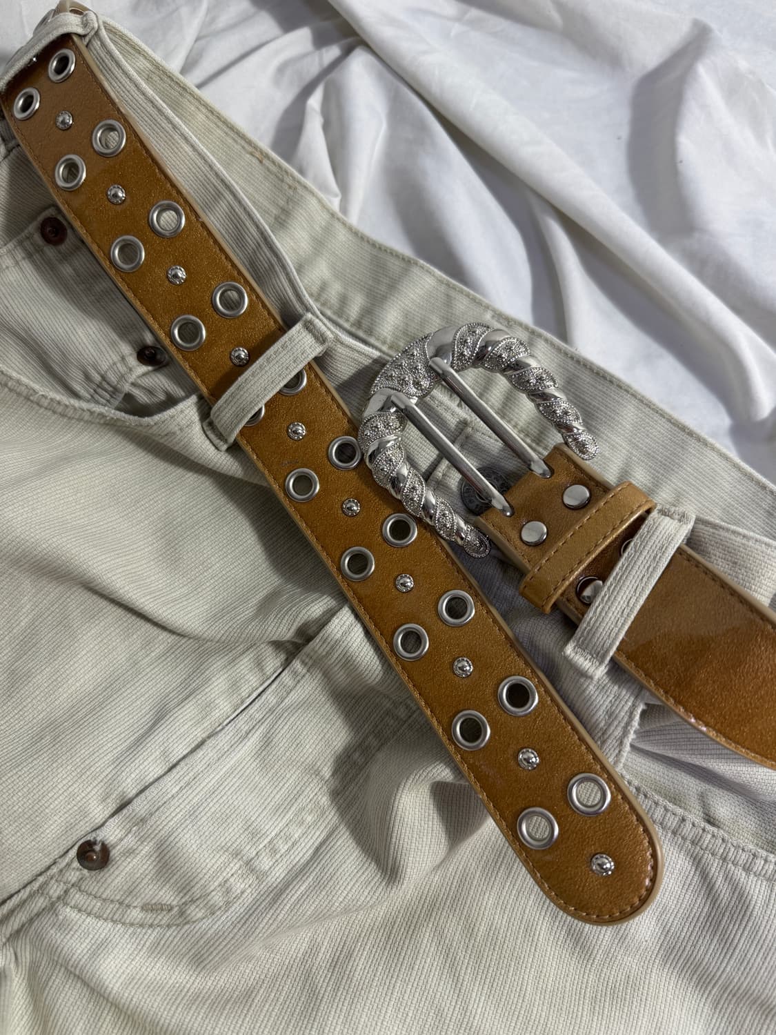 빈티지 스터드 웨스턴 레더 벨트y2k 상품이미지1