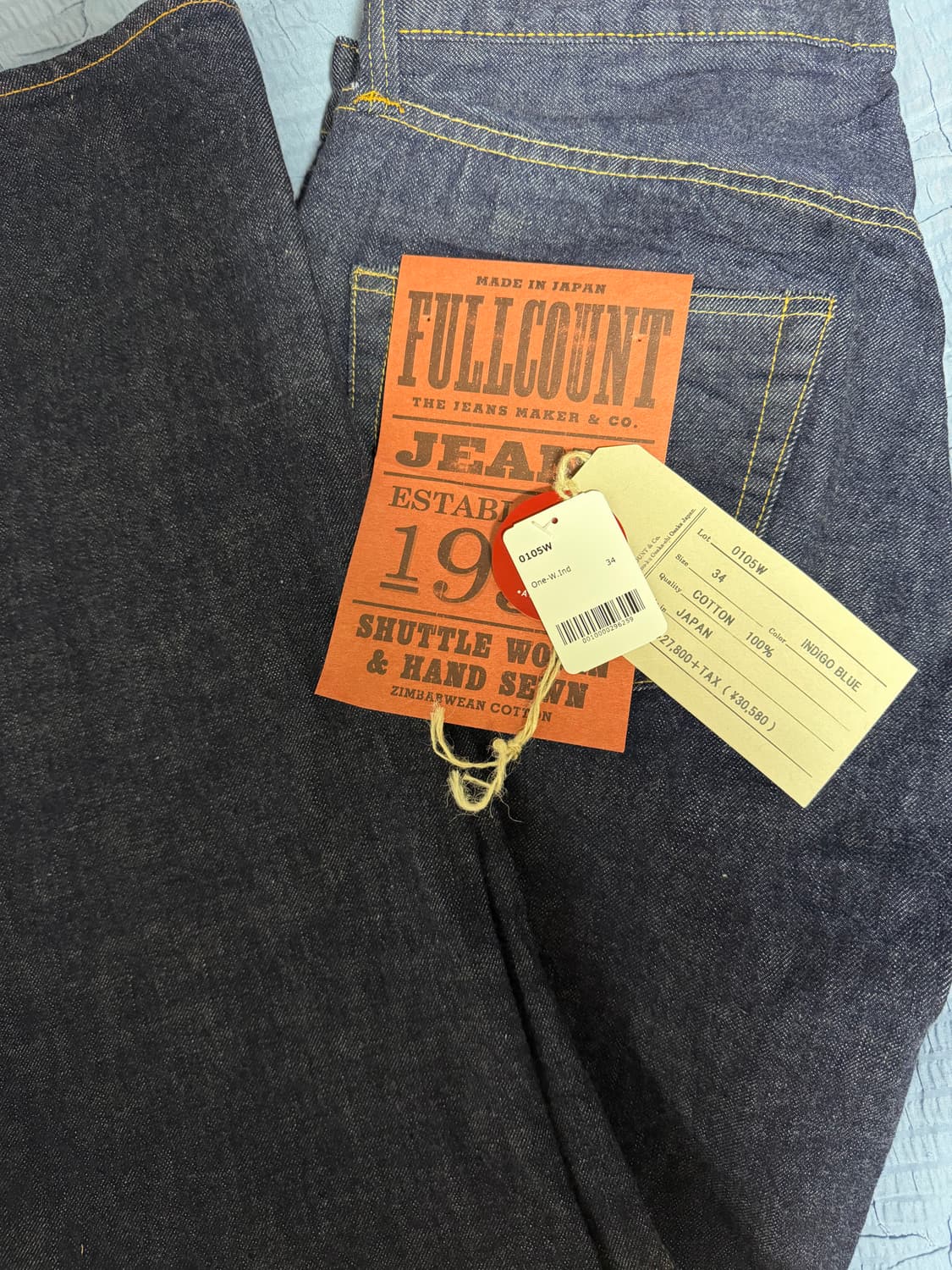 풀카운트 0105W 인디고 데님 34사이즈 상품이미지1