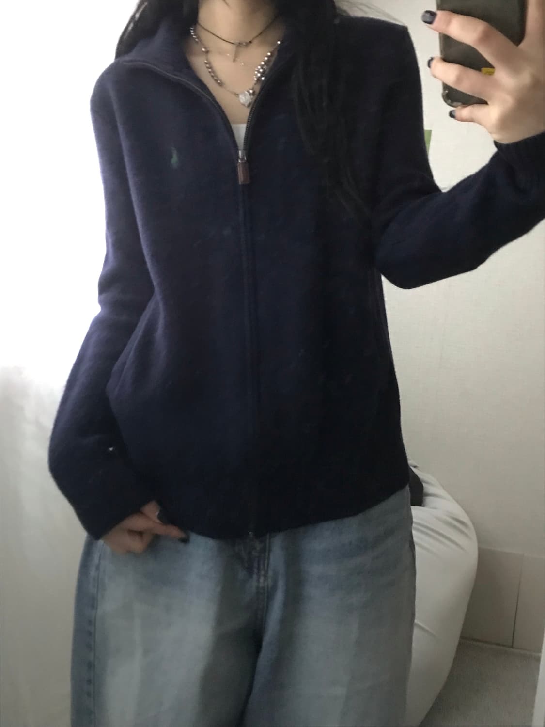 폴로 네이비 니트집업 상품이미지2