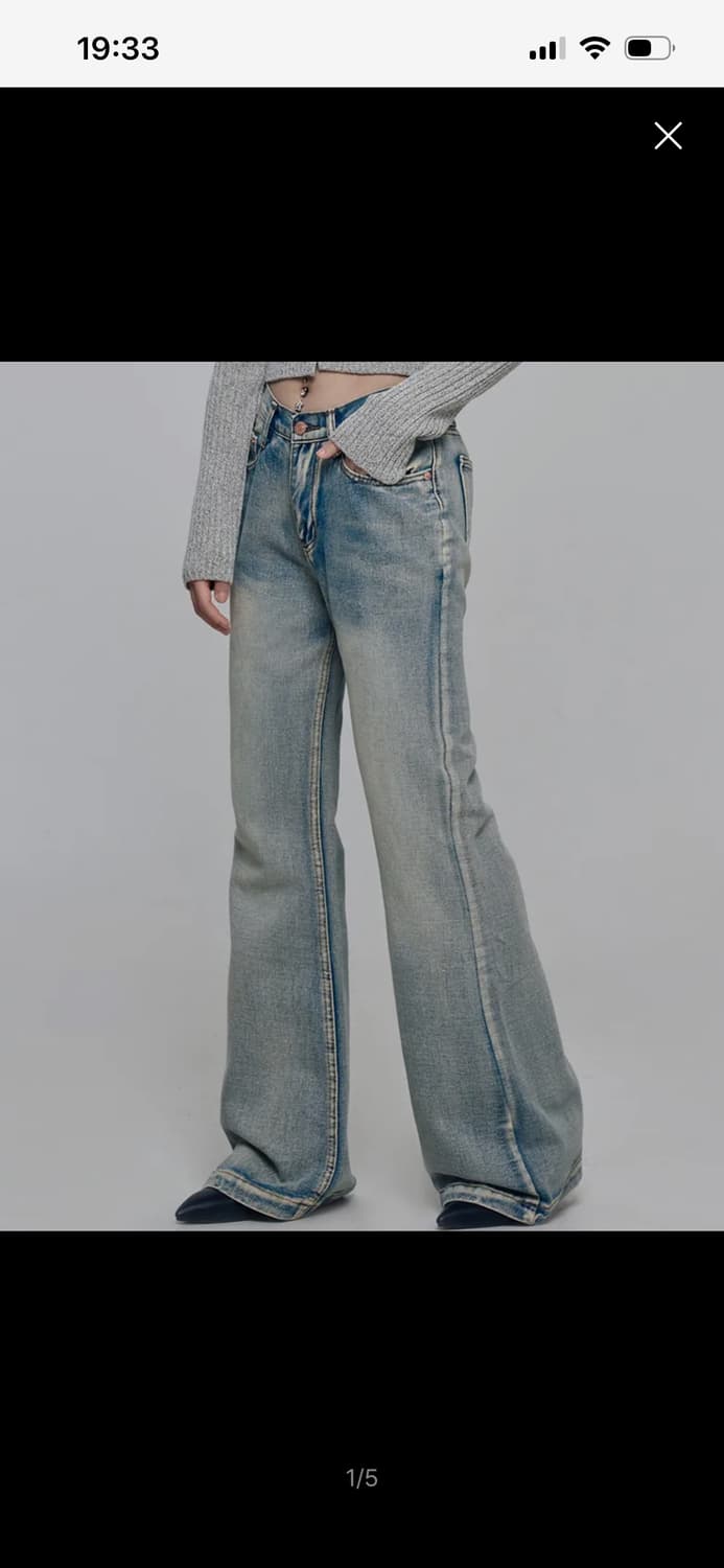 칙스 부츠컷 워싱 데님팬츠 연청s 상품이미지1