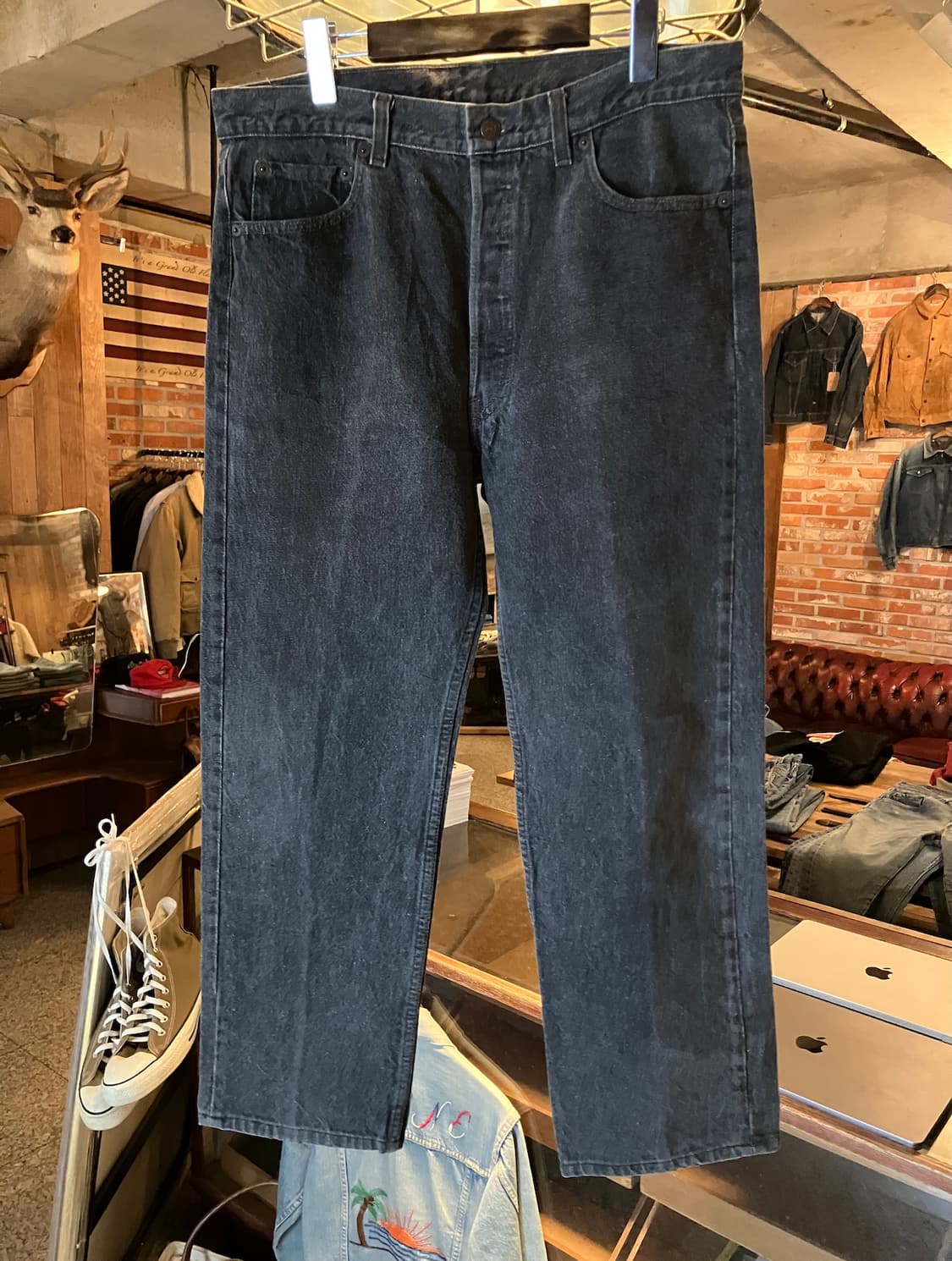 90s USA 빈티지 리바이스 501 블랙 데님 팬츠 상품이미지2