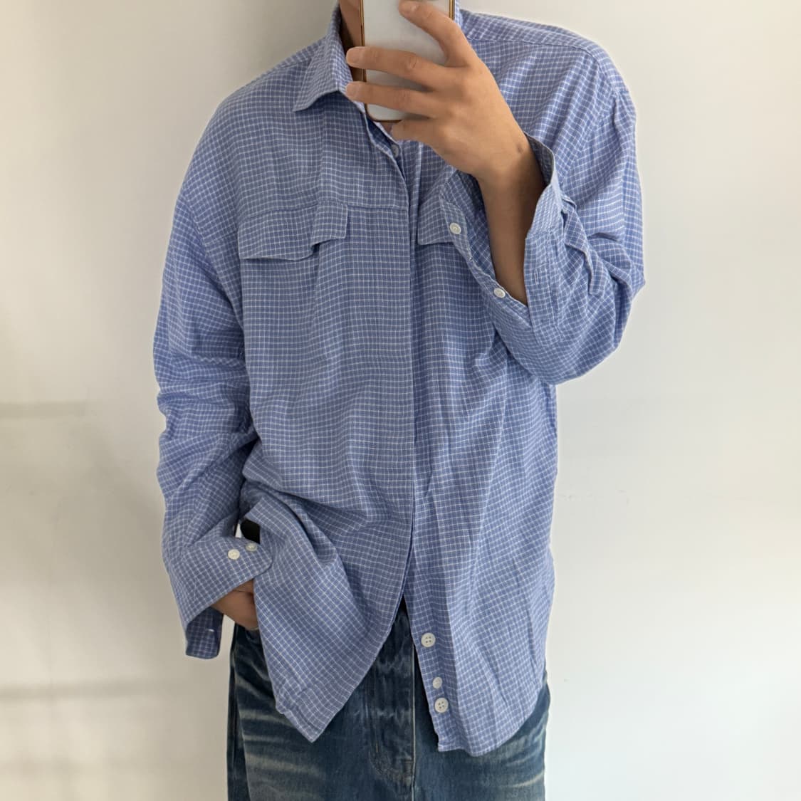  23HOMME 블루 체크 셔츠 상품이미지2