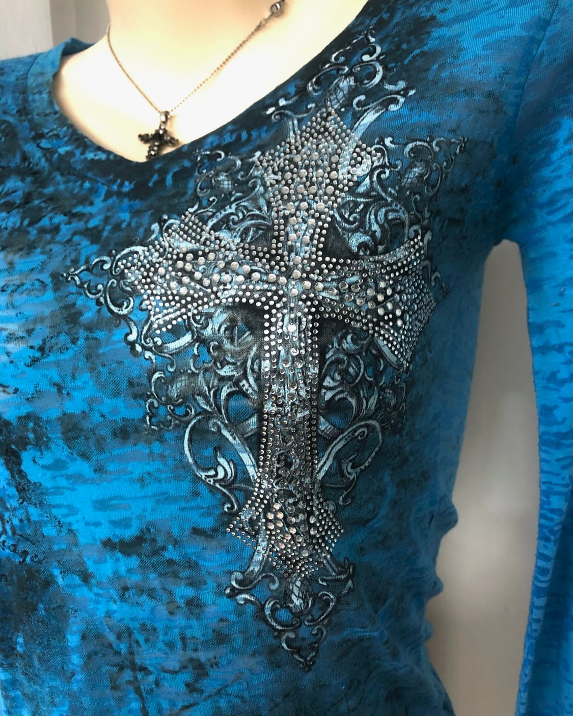 blue cubic cross point long sleeve 상품이미지3