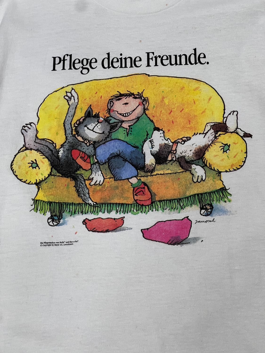 90’s 헤인즈 Janosch Pfledge Deine Freund티셔츠 상품이미지2