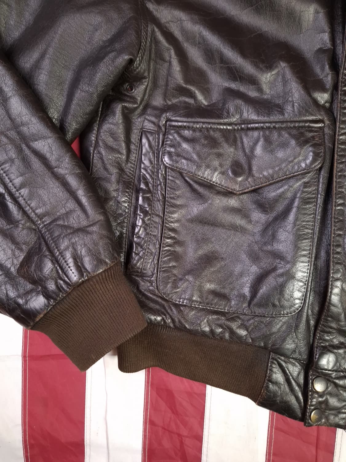 80's 국내산 미공군 A-2 TYPE 리얼레더 항공자켓 상품이미지10