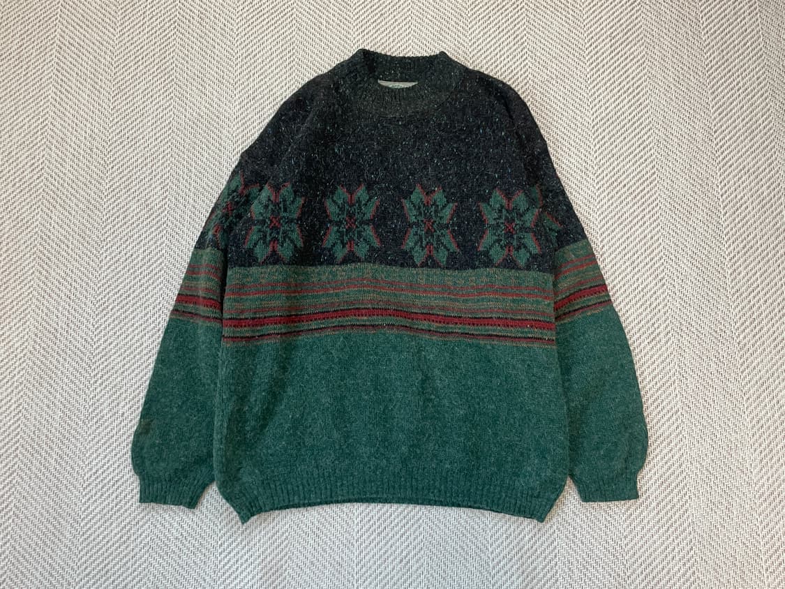 8~90s 유럽빈티지 자카드 파리지안 패턴 니트 스웨터 J03617 상품이미지1