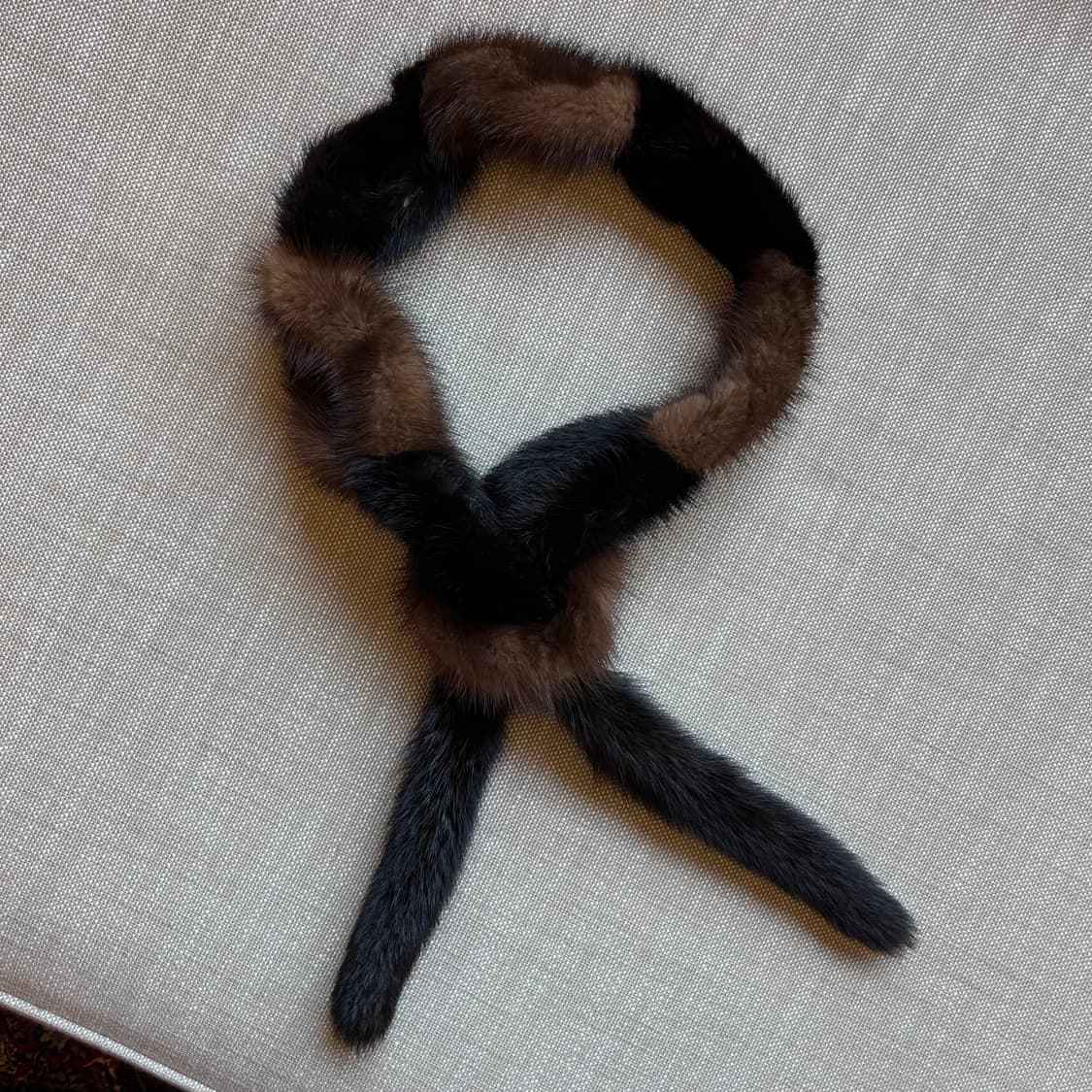 쁘띠밍크 100 배색 천연 머플러  상품이미지1