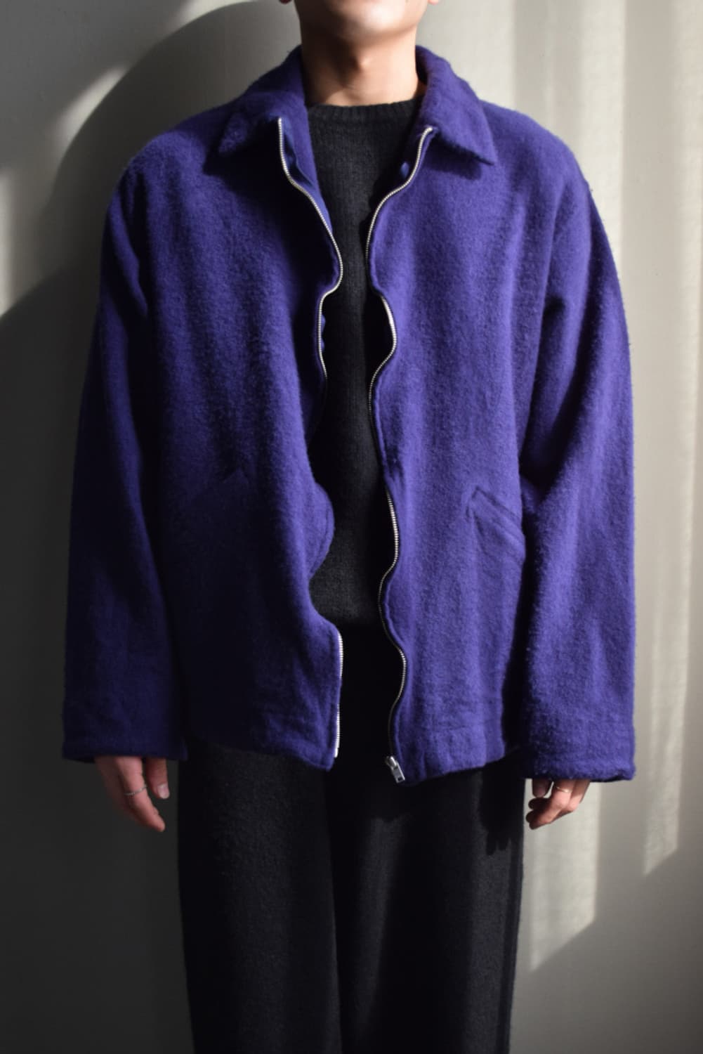 (2) 25aw 코모리 축융 울 숏 zip 재킷 퍼플 블루 상품이미지4