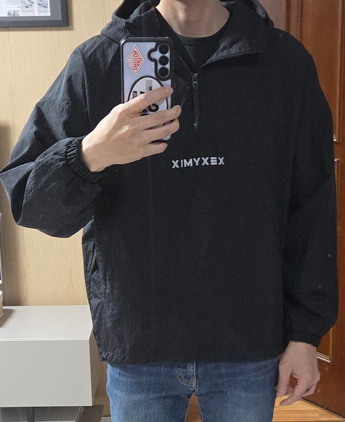 (착샷) 젝시믹스 우븐 아노락 바람막이 블랙  상품이미지10