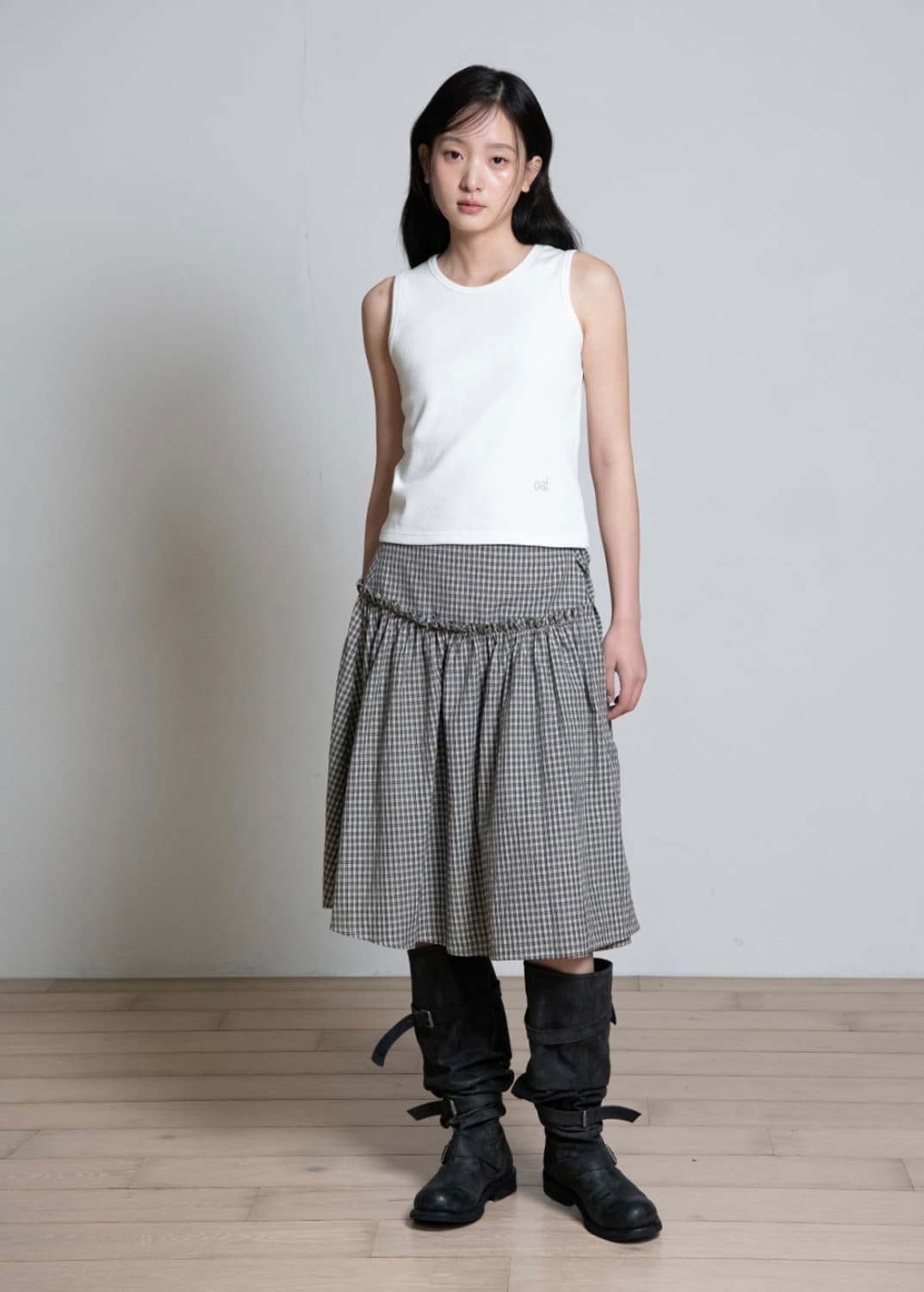 오피쉬 Oafish 리본 프릴 랩스커트 (brown) 상품이미지3