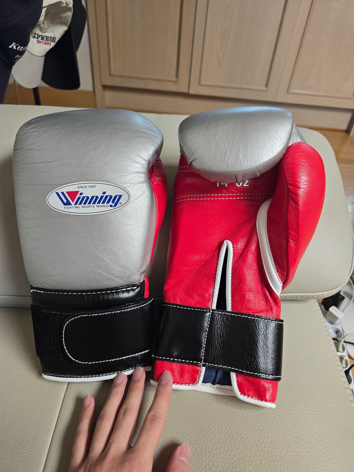 위닝 14온스 3색 커스텀 + 블루 t 헤드기어m 커스텀 복싱 스파링세트 상품이미지4