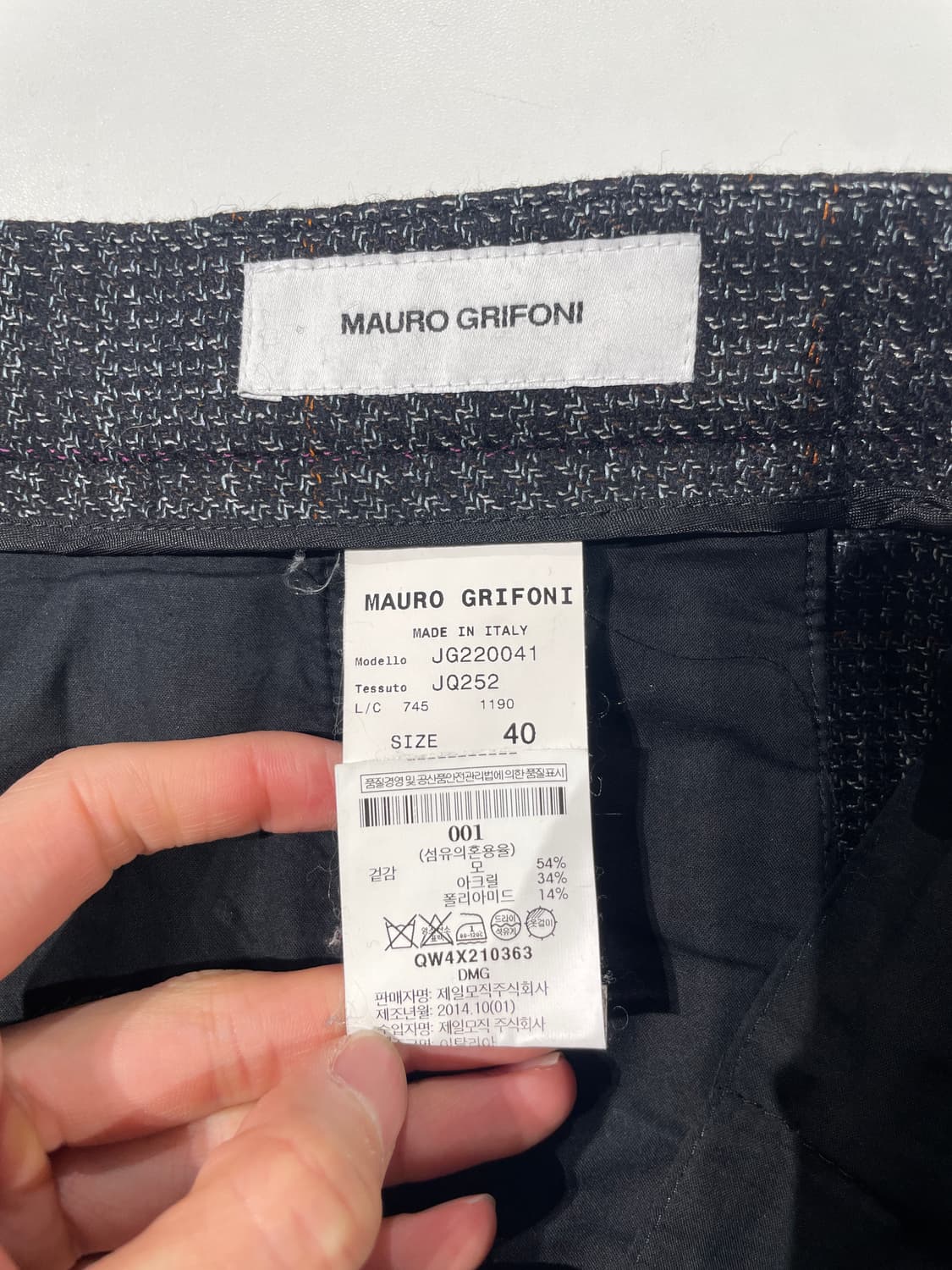 마우로 그리포니 차콜 투 턱 체크 울 트라우저 상품이미지7