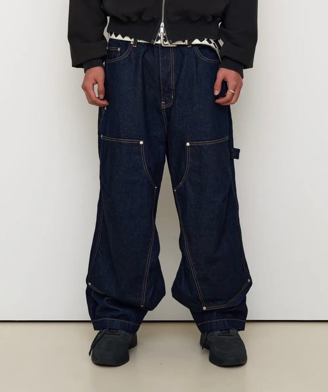 [1] 9999아카이브 더블니 데님 팬츠 인디고 블루 상품이미지1