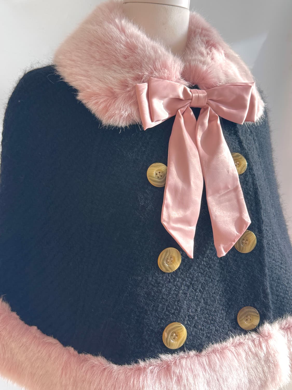 히메갸루 코갸루 퍼 트리밍 케이프 판초 양산형 일브 상품이미지2