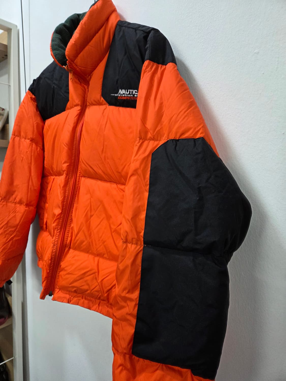 Nautica 오렌지/블랙패치 다운  패딩 점퍼 M Y2K 상품이미지2