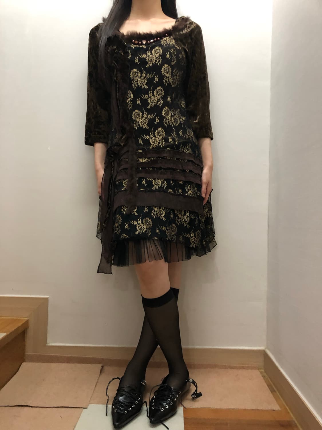 빈티지 브라운 오리엔탈 퍼 원피스 상품이미지7