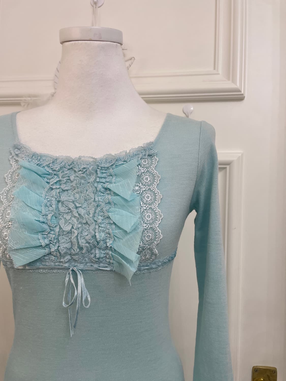 mint fairy lace bow slim top(size-M) 상품이미지6