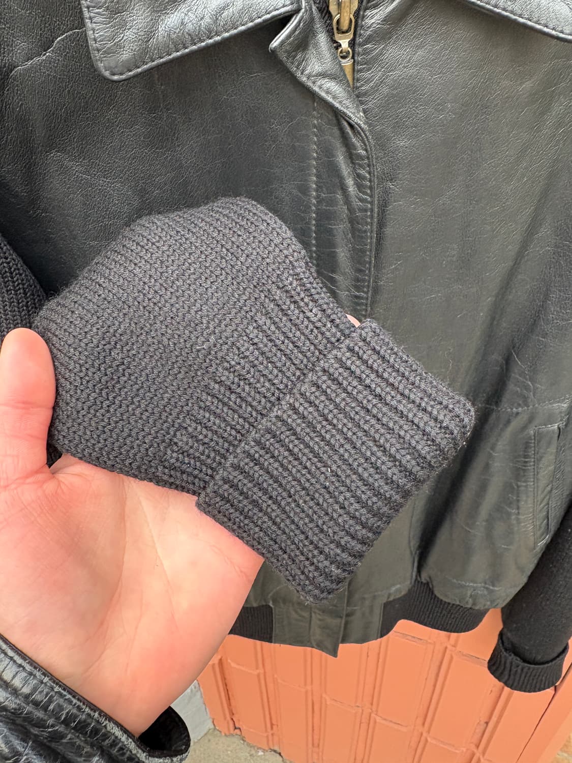 Vintage 소가죽 니트 자켓 상품이미지3