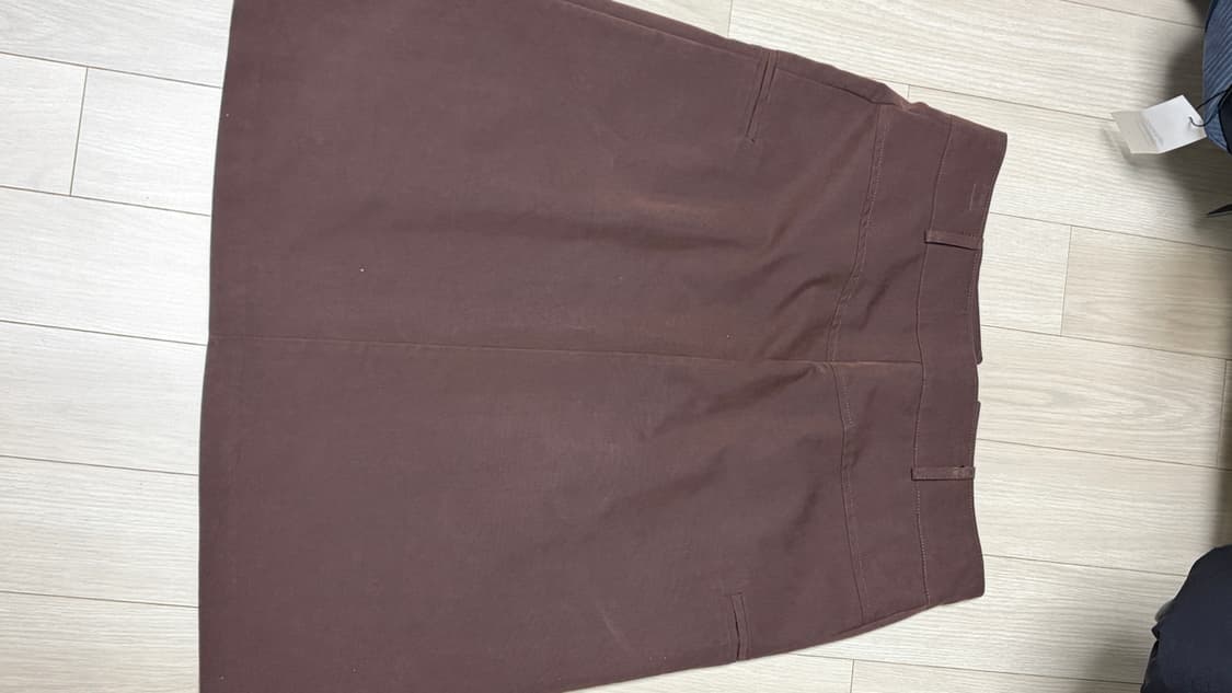 브라운 코튼 미디 스커트  상품이미지1